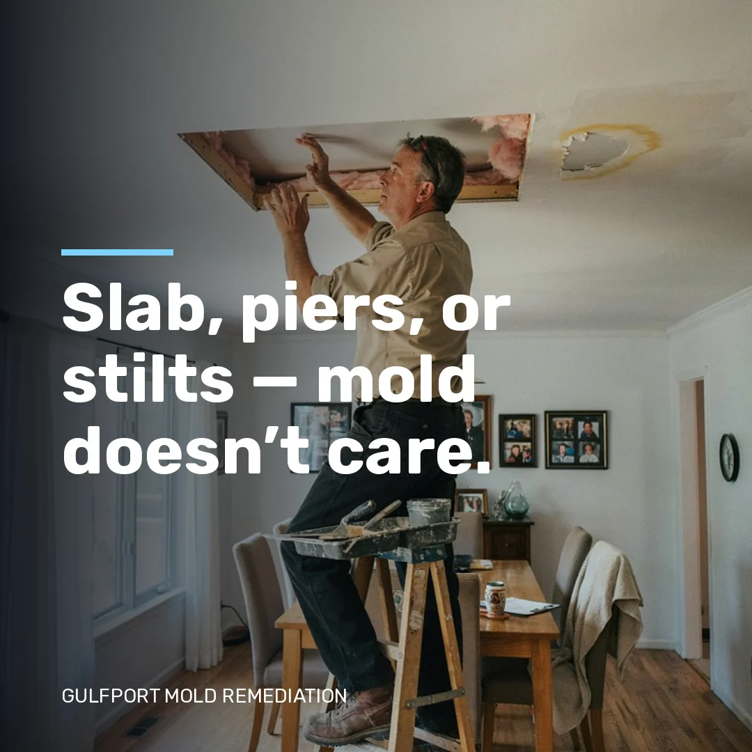 Slab, piers, or stilts — mold doesn’t care.